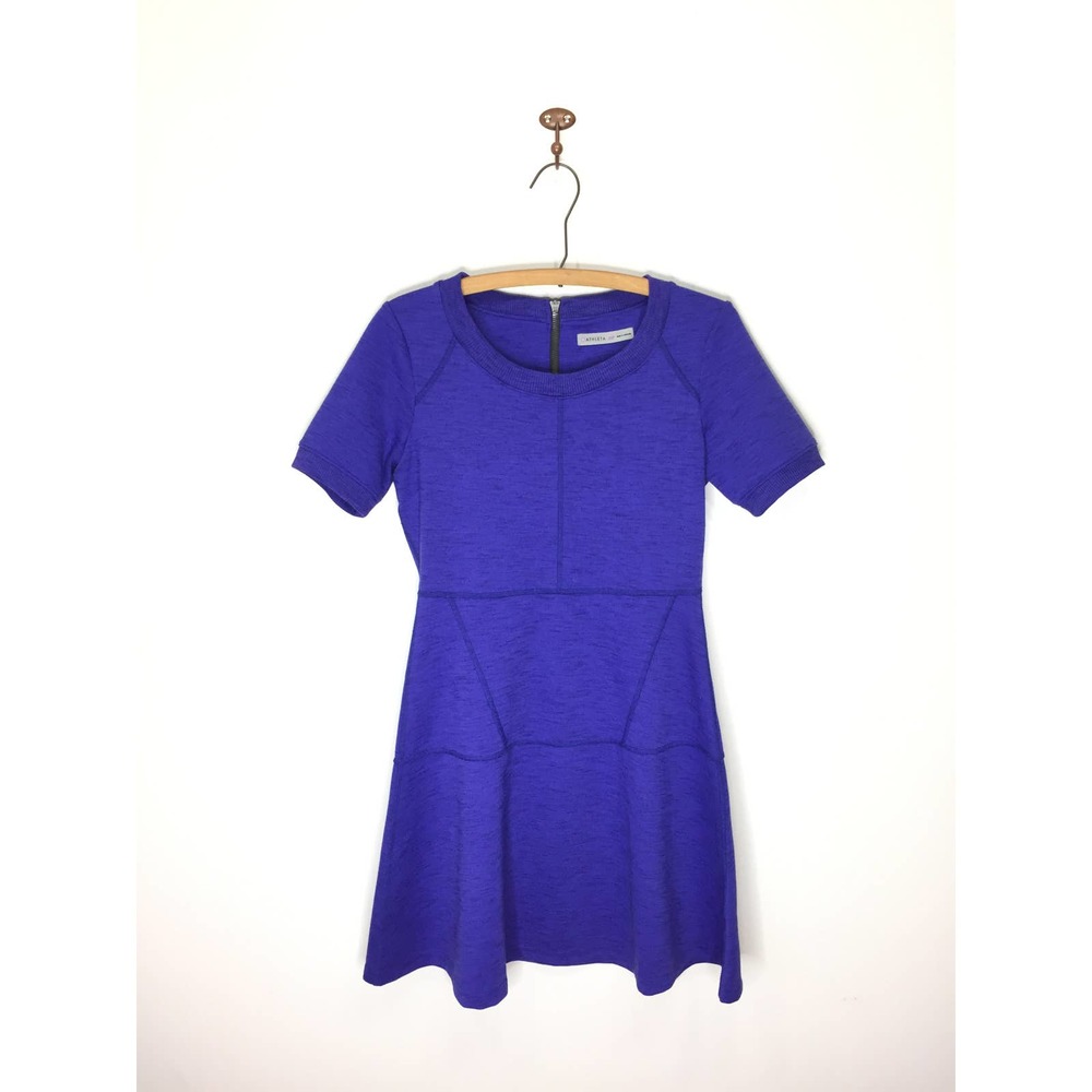 Athleta En Route ponte knit blue fit & flare dress